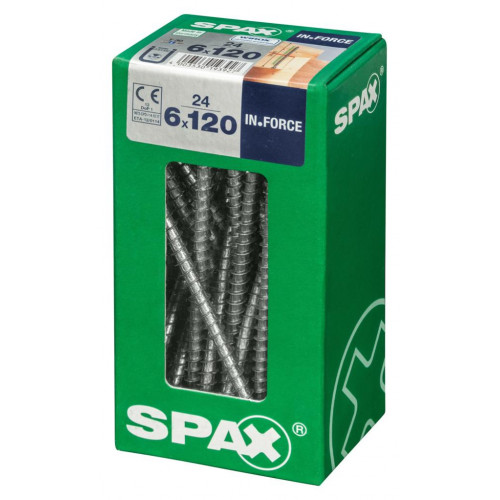 Lot de 24 vis acier tête cylindrique SPAX, Diam.6 mm x L.120 mm - SPAX