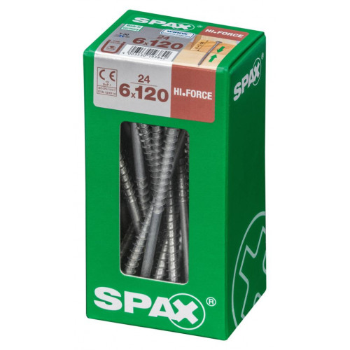 Lot de 24 vis acier tête fraisée bombée torx SPAX, Diam.6 mm x L.120 mm - SPAX