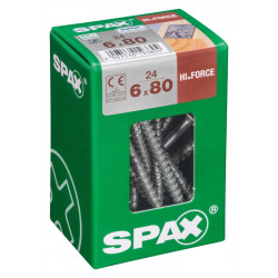 Lot de 24 vis acier tête fraisée bombée torx SPAX, Diam.6 mm x L.80 mm - SPAX