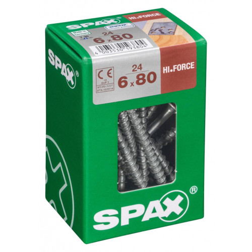 Lot de 24 vis acier tête fraisée bombée torx SPAX, Diam.6 mm x L.80 mm - SPAX