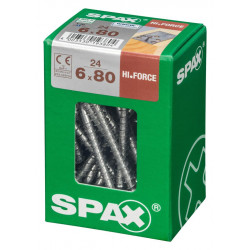 Lot de 24 vis acier tête fraisée bombée torx SPAX, Diam.6 mm x L.80 mm - SPAX