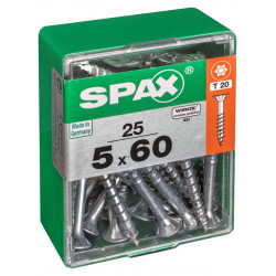 Lot de 25 vis acier tête autofraisée plate SPAX, Diam.5 mm x L.60 mm de marque SPAX, référence: B6209600