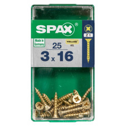 Lot de 25 vis acier tête fraisée pozidriv SPAX, Diam.3 mm x L.16 mm - SPAX