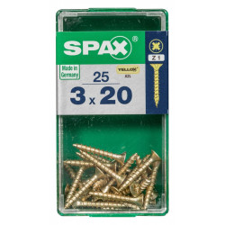 Lot de 25 vis acier tête fraisée pozidriv SPAX, Diam.3 mm x L.20 mm - SPAX