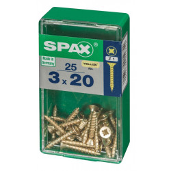 Lot de 25 vis acier tête fraisée pozidriv SPAX, Diam.3 mm x L.20 mm - SPAX