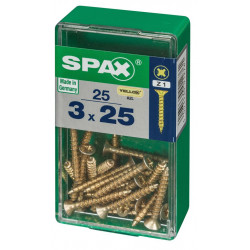 Lot de 25 vis acier tête fraisée pozidriv SPAX, Diam.3 mm x L.25 mm - SPAX