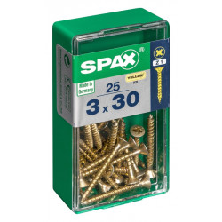 Lot de 25 vis acier tête fraisée pozidriv SPAX, Diam.3 mm x L.30 mm - SPAX