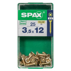 Lot de 25 vis acier tête fraisée pozidriv SPAX, Diam.3.5 mm x L.12 mm - SPAX