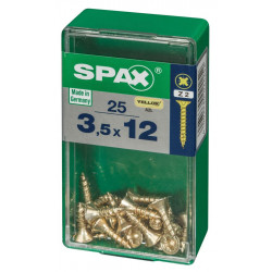 Lot de 25 vis acier tête fraisée pozidriv SPAX, Diam.3.5 mm x L.12 mm - SPAX