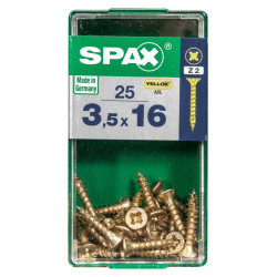 Lot de 25 vis acier tête fraisée pozidriv SPAX, Diam.3.5 mm x L.16 mm - SPAX