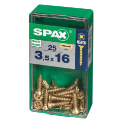 Lot de 25 vis acier tête fraisée pozidriv SPAX, Diam.3.5 mm x L.16 mm - SPAX