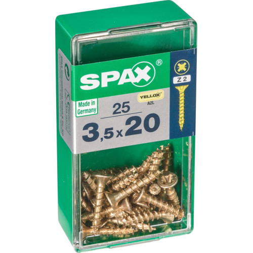 Lot de 25 vis acier tête fraisée pozidriv SPAX, Diam.3.5 mm x L.20 mm - SPAX