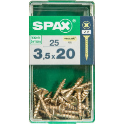 Lot de 25 vis acier tête fraisée pozidriv SPAX, Diam.3.5 mm x L.20 mm - SPAX