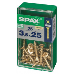 Lot de 25 vis acier tête fraisée pozidriv SPAX, Diam.3.5 mm x L.25 mm - SPAX