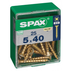 Lot de 25 vis acier tête fraisée pozidriv SPAX, Diam.5 mm x L.40 mm de marque SPAX, référence: B6210600