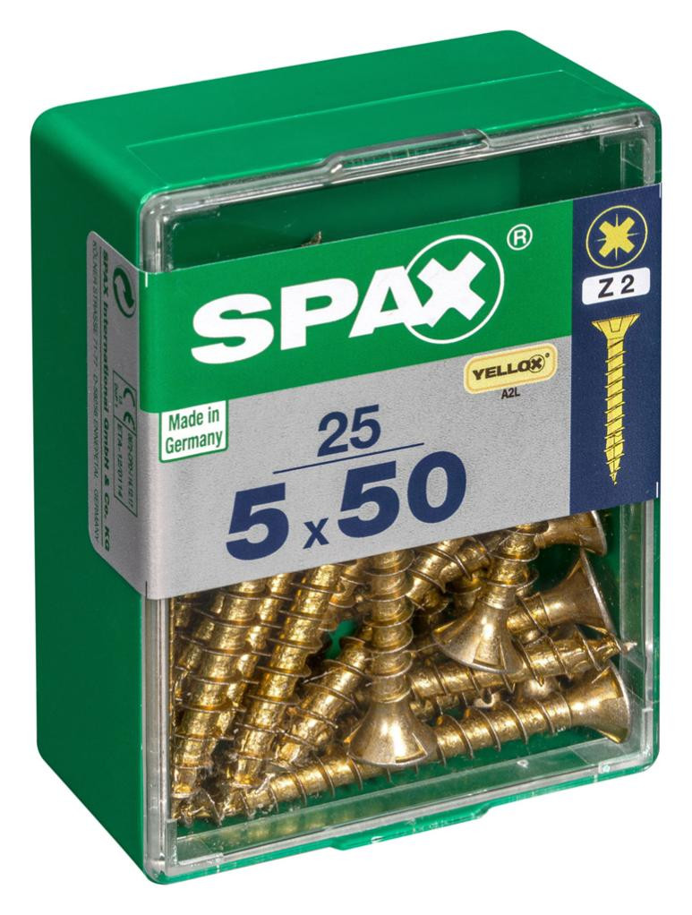 Vis à bois tête fraisée plate Spax Z2 0 5x5 mm 25 pièces - vue 2