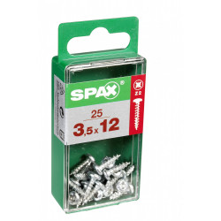 Lot de 25 vis acier tête ronde torx SPAX, Diam.3.5 mm x L.12 mm - SPAX