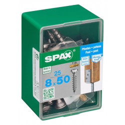 Lot de 25 vis inox tête fraisée bombée torx SPAX, Diam.8 mm x L.50 mm de marque SPAX, référence: B6210900