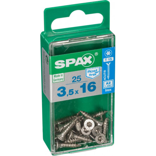 Lot de 25 vis inox tête fraisée torx SPAX, Diam.3.5 mm x L.16 mm - SPAX