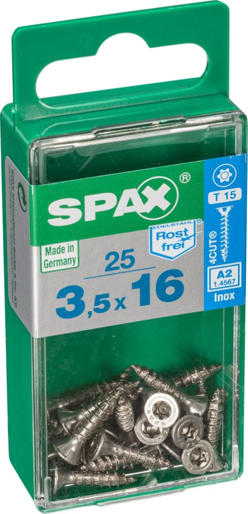 Vis SPAX Tête fraisée Torx Inox Diam. 3.5 mm Long. 16 mm Lot de - vue 2