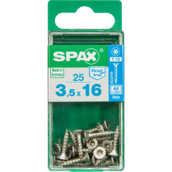 Lot de 25 vis inox tête fraisée torx SPAX, Diam.3.5 mm x L.16 mm - SPAX