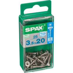 Lot de 25 vis inox tête fraisée torx SPAX, Diam.3.5 mm x L.20 mm - SPAX