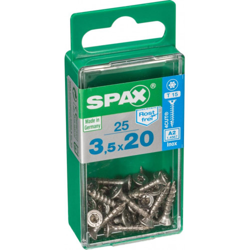 Lot de 25 vis inox tête fraisée torx SPAX, Diam.3.5 mm x L.20 mm - SPAX