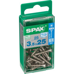 Lot de 25 vis inox tête fraisée torx SPAX, Diam.3.5 mm x L.25 mm - SPAX