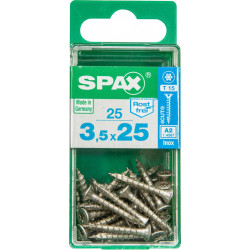 Lot de 25 vis inox tête fraisée torx SPAX, Diam.3.5 mm x L.25 mm - SPAX