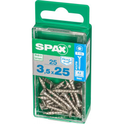 Lot de 25 vis inox tête fraisée torx SPAX, Diam.3.5 mm x L.25 mm - SPAX