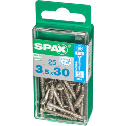 Lot de 25 vis inox tête fraisée torx SPAX, Diam.3.5 mm x L.30 mm - SPAX