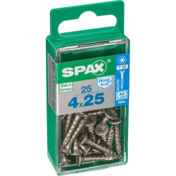 Lot de 25 vis inox tête fraisée torx SPAX, Diam.4 mm x L.25 mm - SPAX