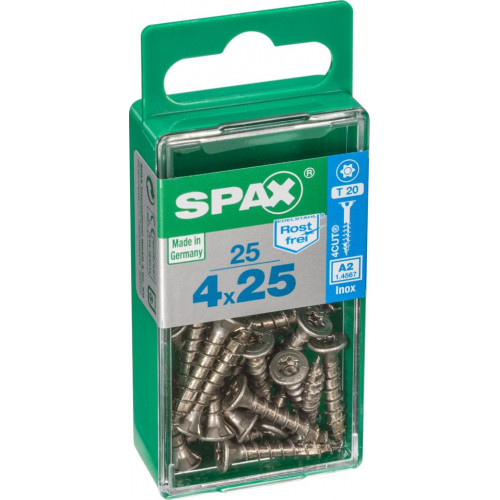 Lot de 25 vis inox tête fraisée torx SPAX, Diam.4 mm x L.25 mm - SPAX