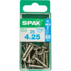 Lot de 25 vis inox tête fraisée torx SPAX, Diam.4 mm x L.25 mm - SPAX