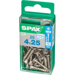 Lot de 25 vis inox tête fraisée torx SPAX, Diam.4 mm x L.25 mm - SPAX