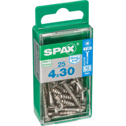 Lot de 25 vis inox tête fraisée torx SPAX, Diam.4 mm x L.30 mm de marque SPAX, référence: B6211500