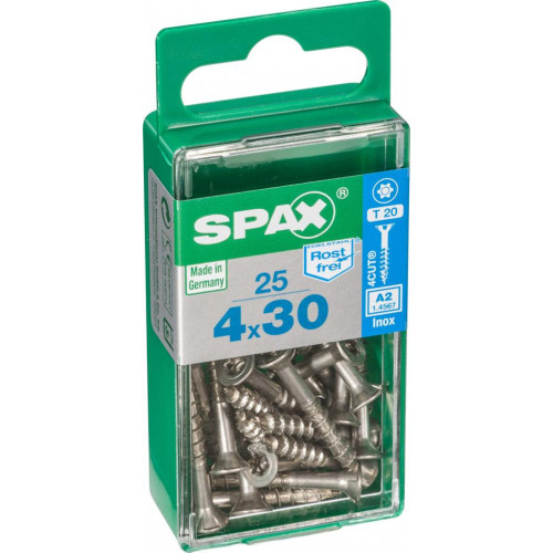 Lot de 25 vis inox tête fraisée torx SPAX, Diam.4 mm x L.30 mm - SPAX