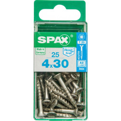 Lot de 25 vis inox tête fraisée torx SPAX, Diam.4 mm x L.30 mm - SPAX