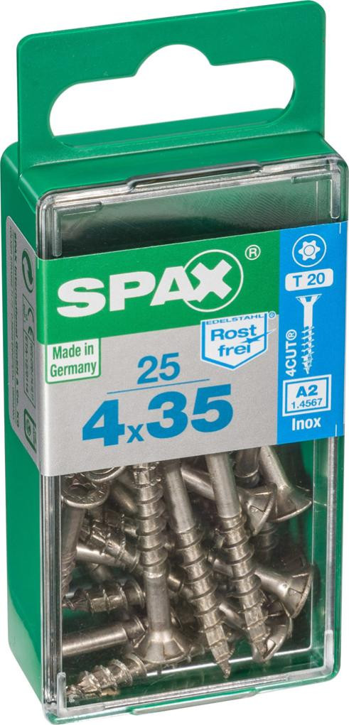 Vis SPAX Tête fraisée Torx Inox Diam. 4 mm Long. 35 mm Lot de - vue 2