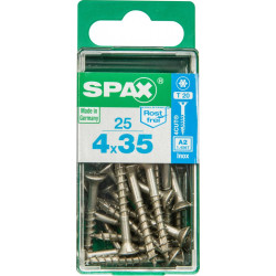 Lot de 25 vis inox tête fraisée torx SPAX, Diam.4 mm x L.35 mm - SPAX