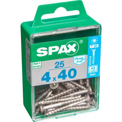 Lot de 25 vis inox tête fraisée torx SPAX, Diam.4 mm x L.40 mm - SPAX