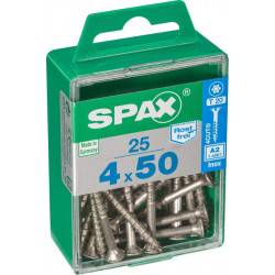 Lot de 25 vis inox tête fraisée torx SPAX, Diam.4 mm x L.50 mm - SPAX