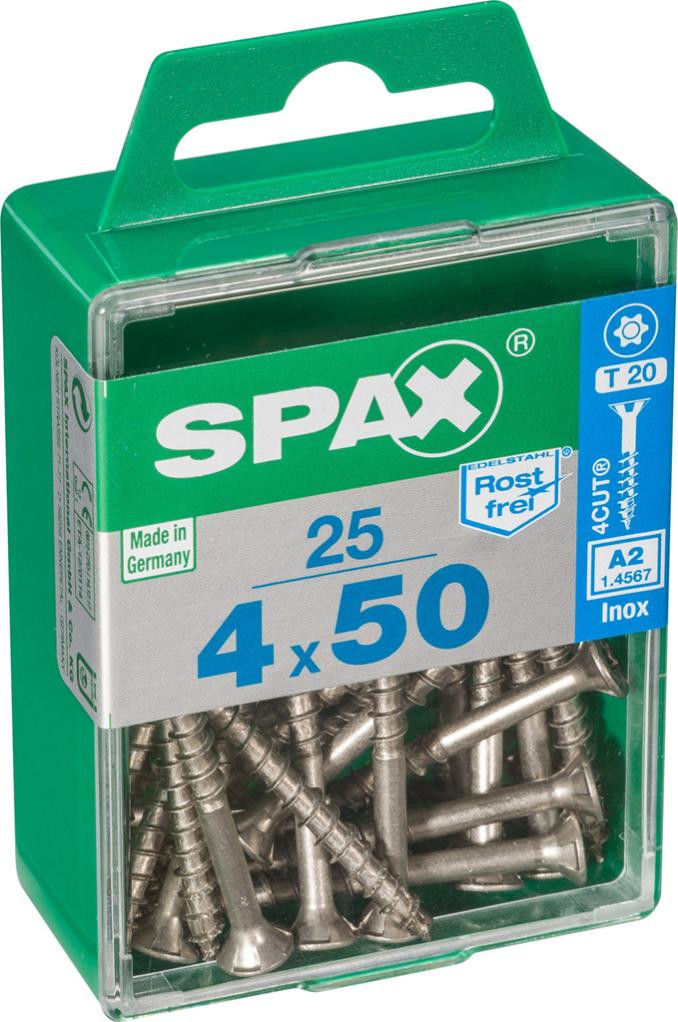 Lot de 25 vis inox tête fraisée torx SPAX Diam.4 mm x .50 mm - vue 2