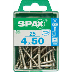 Lot de 25 vis inox tête fraisée torx SPAX, Diam.4 mm x L.50 mm - SPAX