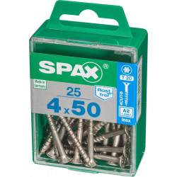 Lot de 25 vis inox tête fraisée torx SPAX, Diam.4 mm x L.50 mm - SPAX