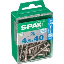 Lot de 25 vis inox tête fraisée torx SPAX, Diam.4.5 mm x L.40 mm de marque SPAX, référence: B6211900