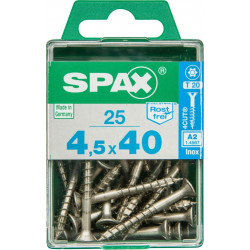 Lot de 25 vis inox tête fraisée torx SPAX, Diam.4.5 mm x L.40 mm - SPAX