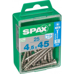 Lot de 25 vis inox tête fraisée torx SPAX, Diam.4.5 mm x L.45 mm - SPAX