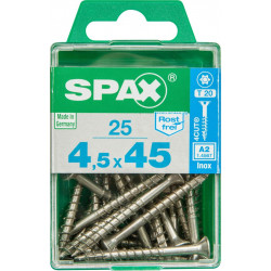 Lot de 25 vis inox tête fraisée torx SPAX, Diam.4.5 mm x L.45 mm - SPAX