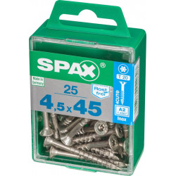 Lot de 25 vis inox tête fraisée torx SPAX, Diam.4.5 mm x L.45 mm - SPAX